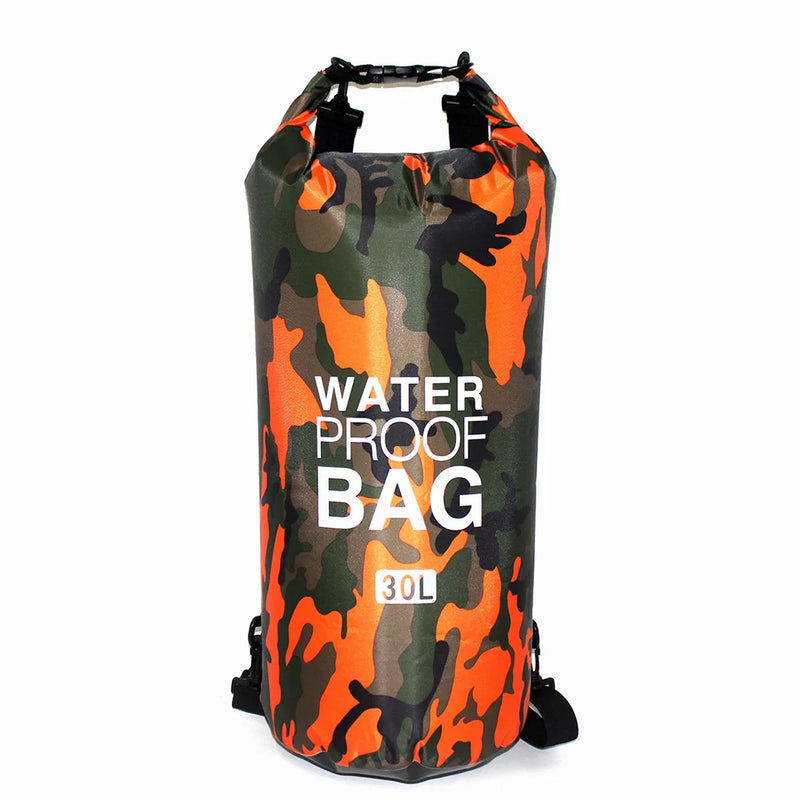 30L Camouflage Waterproof Dry Bag 🌊 | PVC-Coated Sack for Rafting, Trekking & Diving Adventures