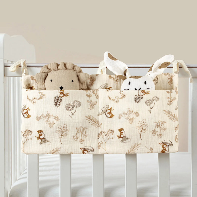 Baby Bedside Organizer 🍼 | Portable Diaper Caddy with Dual Pockets for Newborn Essentials