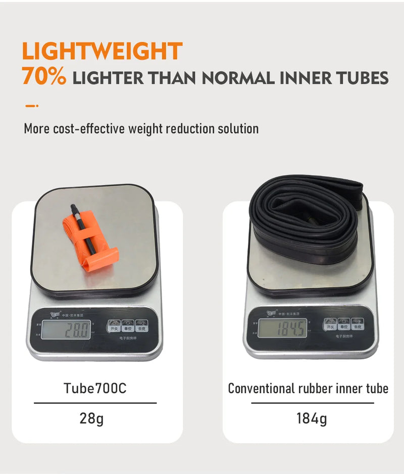 ThinkRider Ultralight 28g Bike Inner Tube - 700x18/25/28/32 TPU Material, 65mm French Valve 🚴‍♂️🚲