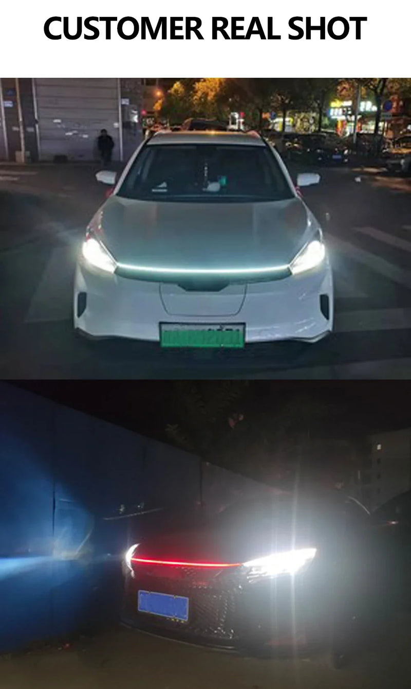 150cm LED DRL Scanning Car Hood Light Strip – 12V Decorative Ambient Engine Hood Lamp 🚗✨
