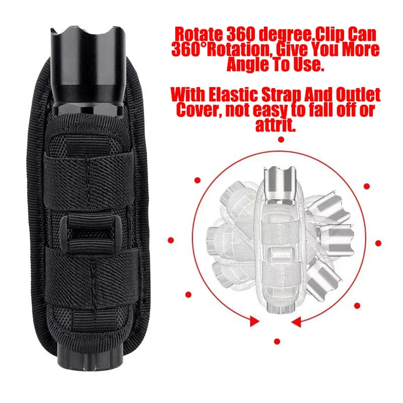 Tactical 360° Rotating Flashlight Holster – Durable Belt Torch Pouch for Hunting, Survival & Outdoor Gear