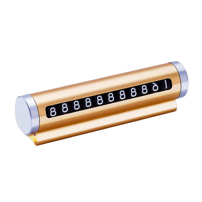 Universal Rotating Temporary Parking Card – Metal Phone Number Plate for Cars