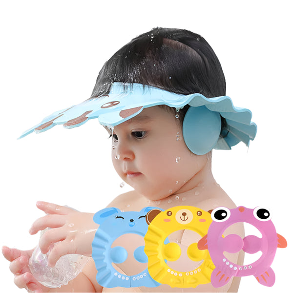 Adjustable baby shower cap for kids with ear and eye protection – perfect for tear-free bath time


