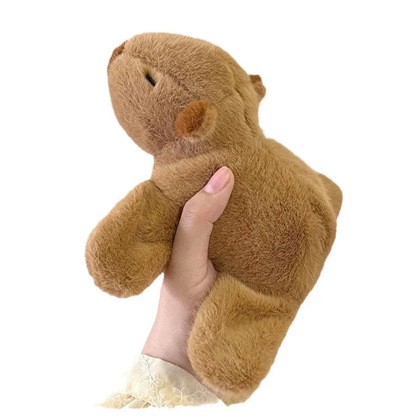 Capybara slap bracelet plush toy wrapped around a child's wrist – soft stuffed animal wristband gift for kids