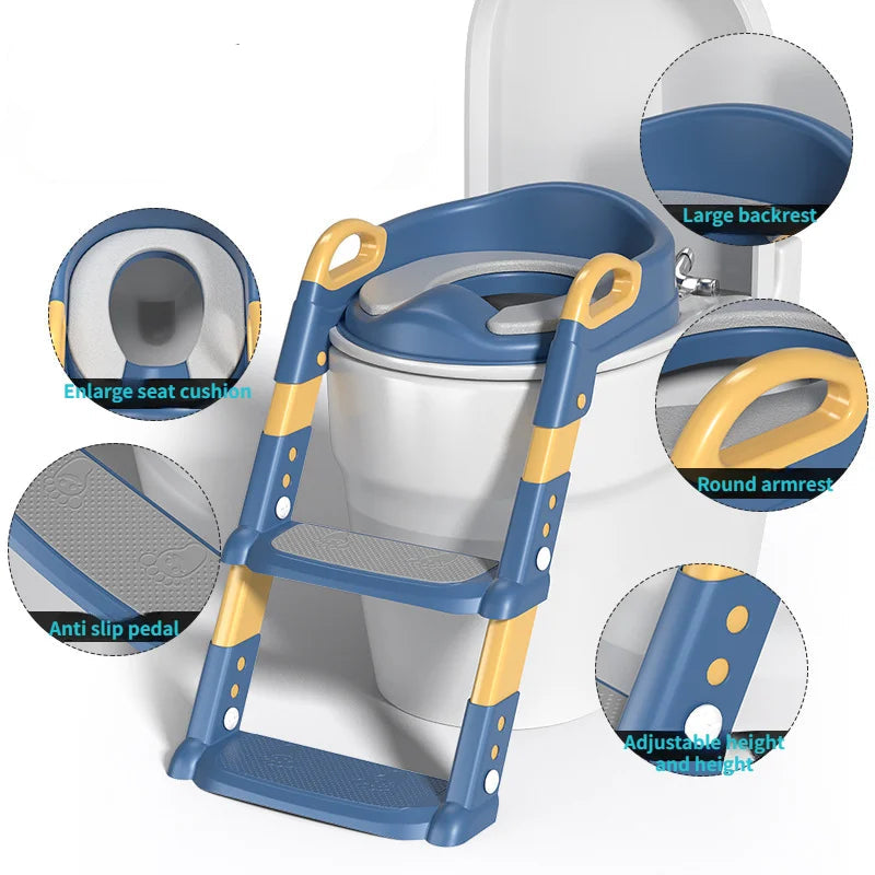 Children’s potty training seat with foldable step ladder for toddlers, non-slip toilet trainer for boys and girls

