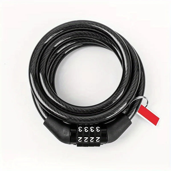  FortiLock anti-theft bicycle lock with heavy-duty steel cable and resettable combination, drill-resistant and scratch-proof design