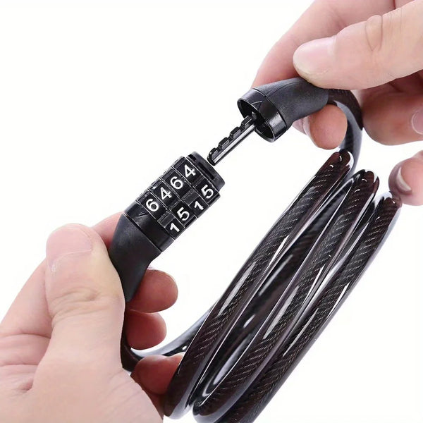  FortiLock anti-theft bicycle lock with heavy-duty steel cable and resettable combination, drill-resistant and scratch-proof design