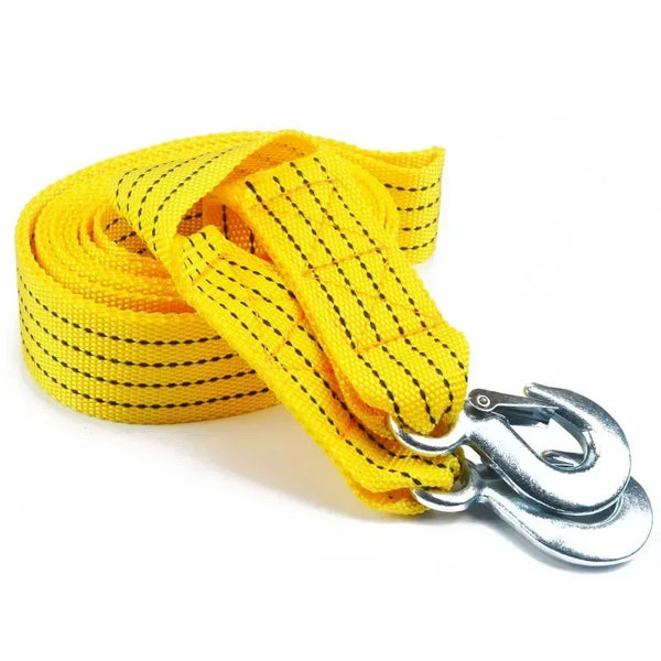 Heavy duty 5 ton car tow rope with steel hooks – 4 meter emergency recovery strap for cars, vans, SUVs, trailers