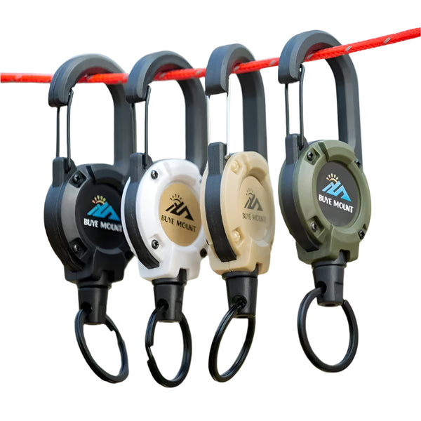 Heavy Duty Retractable Badge Reel with Carabiner and Steel Wire Key Holder for ID and Tools


