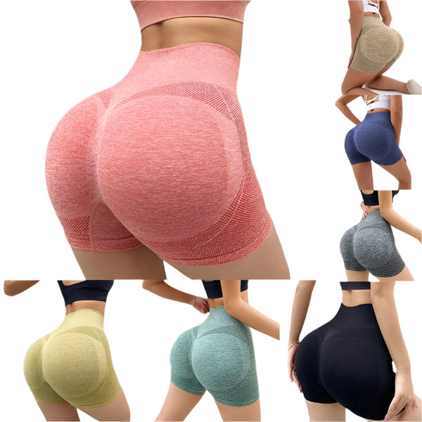 High waist push-up gym shorts for women – seamless yoga, fitness, running, and cycling activewear