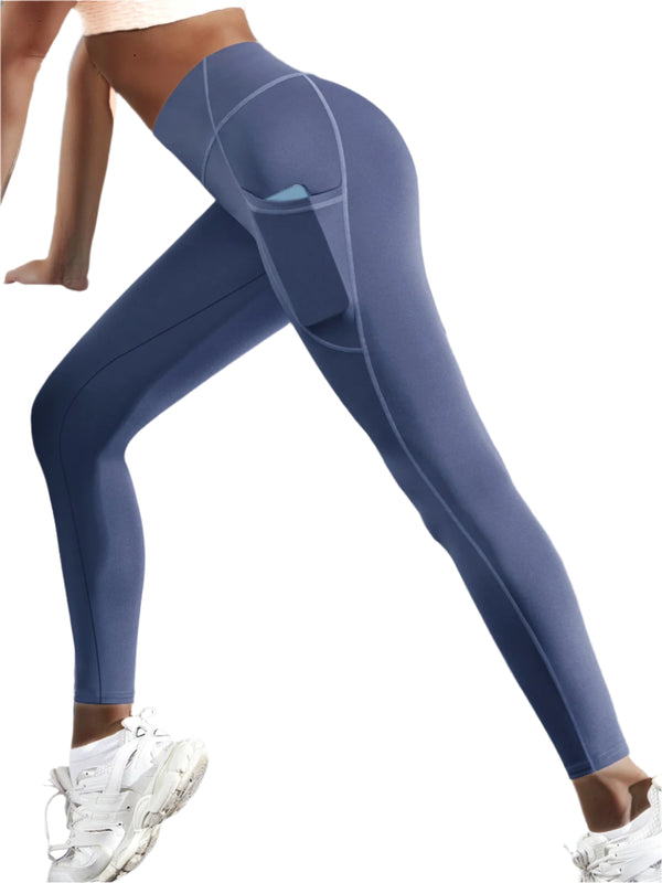 High Waist Women's Leggings with Pockets | Stretchy Push Up Fitness Pants for Running, Yoga & Workouts | Solid Color Tights