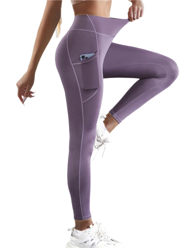 High Waist Women's Leggings with Pockets | Stretchy Push Up Fitness Pants for Running, Yoga & Workouts | Solid Color Tights
