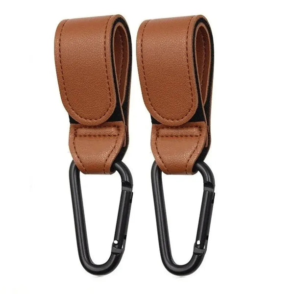 PU leather stroller hooks for diaper bags and baby travel accessories – universal fit clips