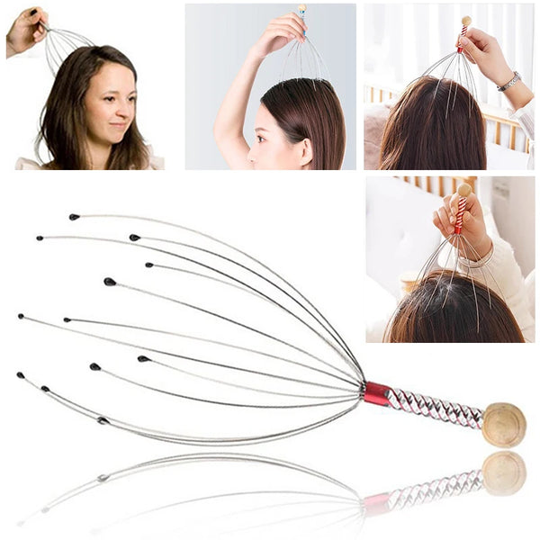 Octopus Head Massager – Stainless Steel Scalp Scratcher and Brain Relaxer Tool in Random Color