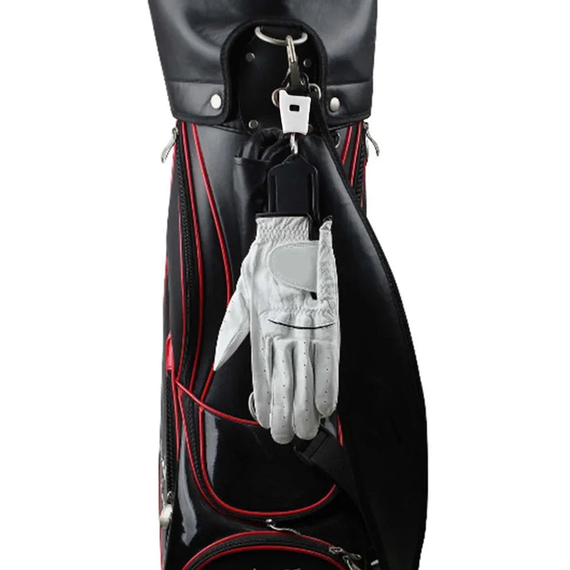 Portable golf glove holder rack with keychain – plastic hanger for organizing and displaying golf gloves

