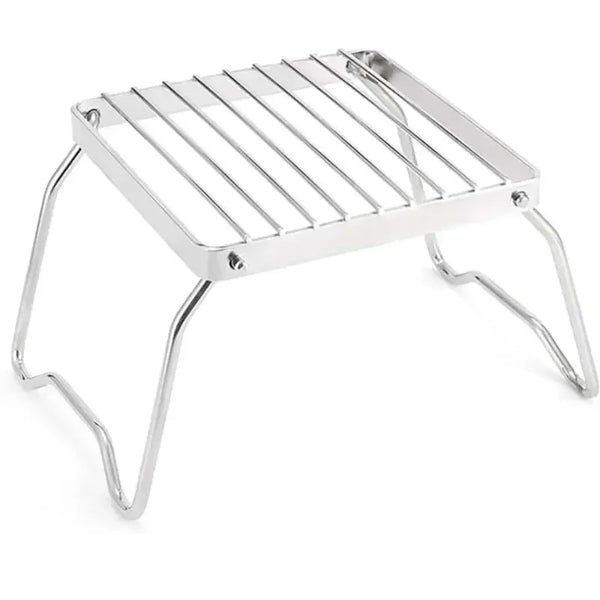 Portable stainless steel foldable camping stove rack for outdoor cooking and barbecue use