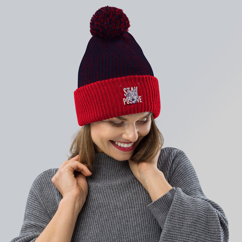 Pom-Pom Beanie - Soft and Cozy Knit Ribbed Design
