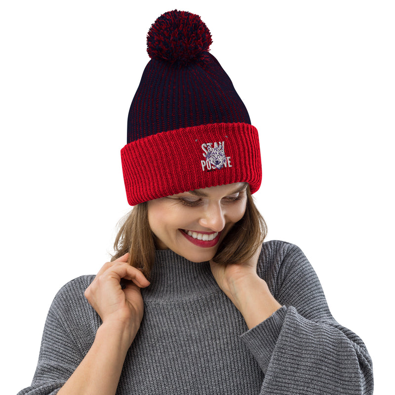 Pom-Pom Beanie - Soft and Cozy Knit Ribbed Design
