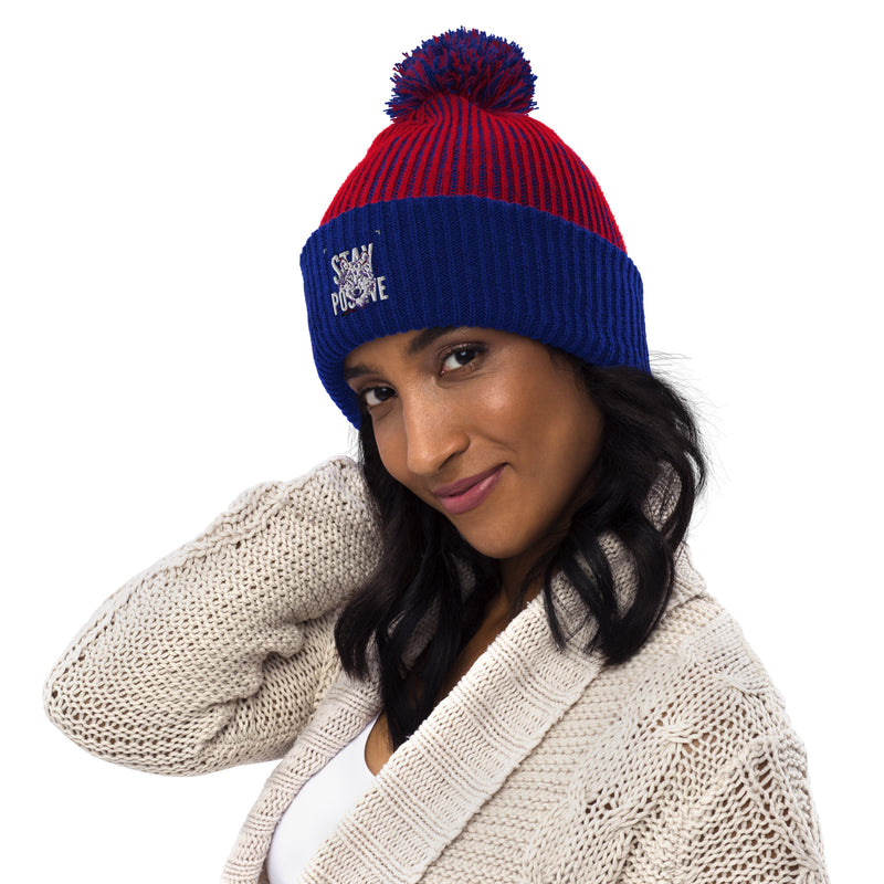Pom-Pom Beanie - Soft and Cozy Knit Ribbed Design