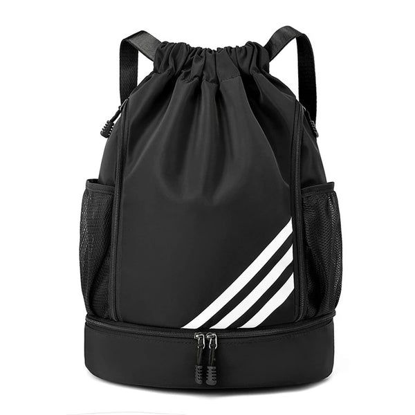 Waterproof sports basketball backpack for travel, hiking, and outdoor fitness with basketball pouch and ergonomic straps.