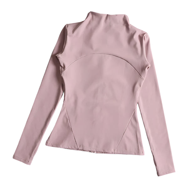 Women's stand collar yoga jacket – long sleeve, high-stretch, loose fit workout top for fitness and athleisure wear
